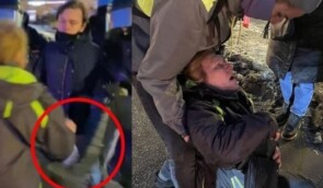 Російський силовик ударив ногою жінку в живіт: тепер посадовці зацікавились, чи збираються її сини до армії