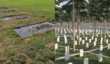 Подруга загиблого Героя України показала, як ґрунтова вода затопила підготовлені для поховань могили на НМВК